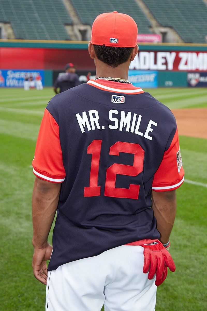 Take a look at the Mr. Smile shirt the Indians are giving away